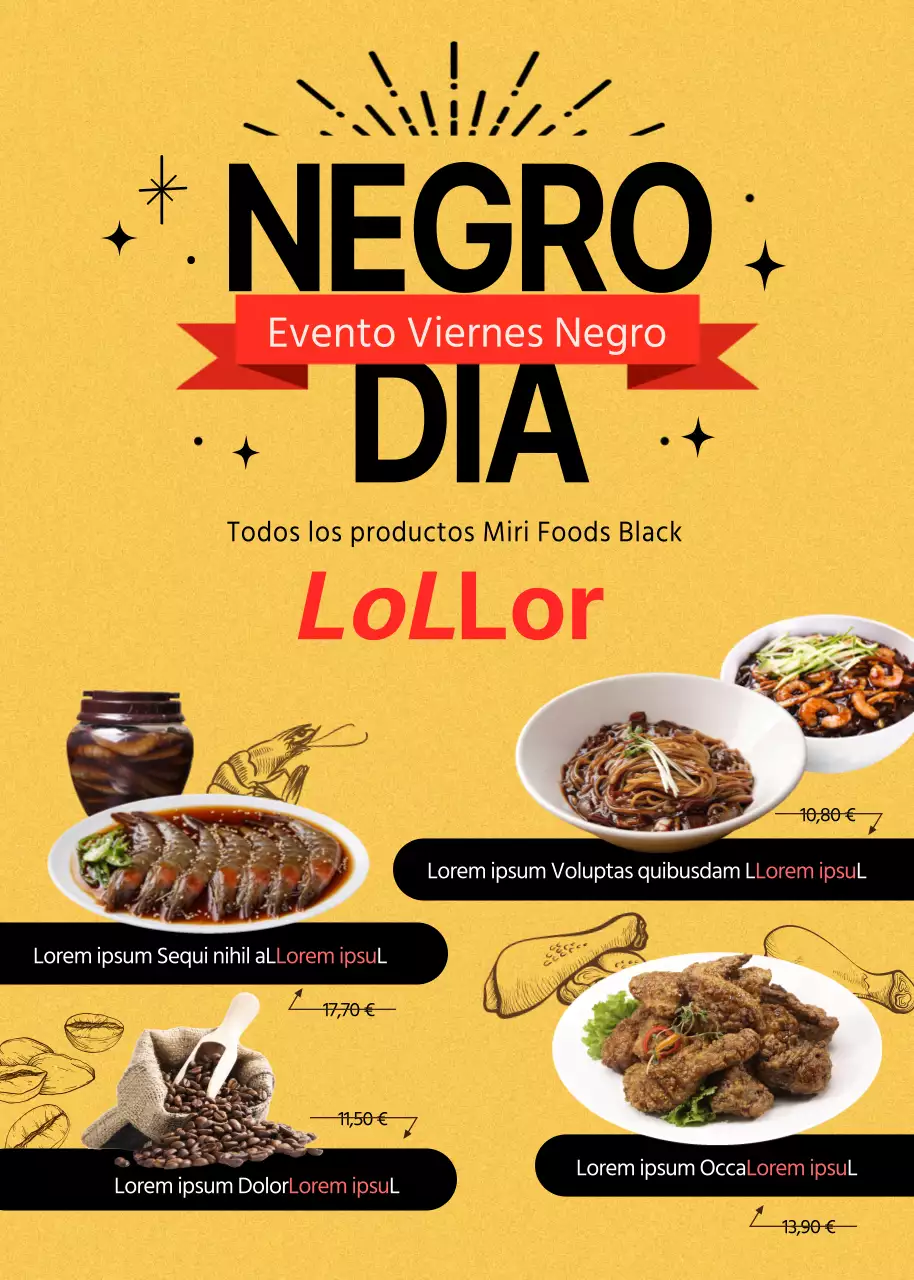 Purpurina Black Friday en amarillo y negro