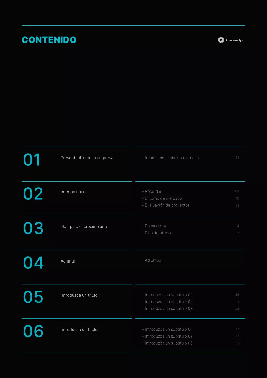 Plan de empresa de concepto sencillo en azul claro y negro
