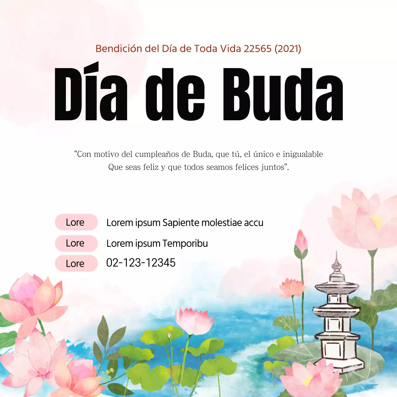 Guía para celebrar el Día de Buda en blanco y rosa