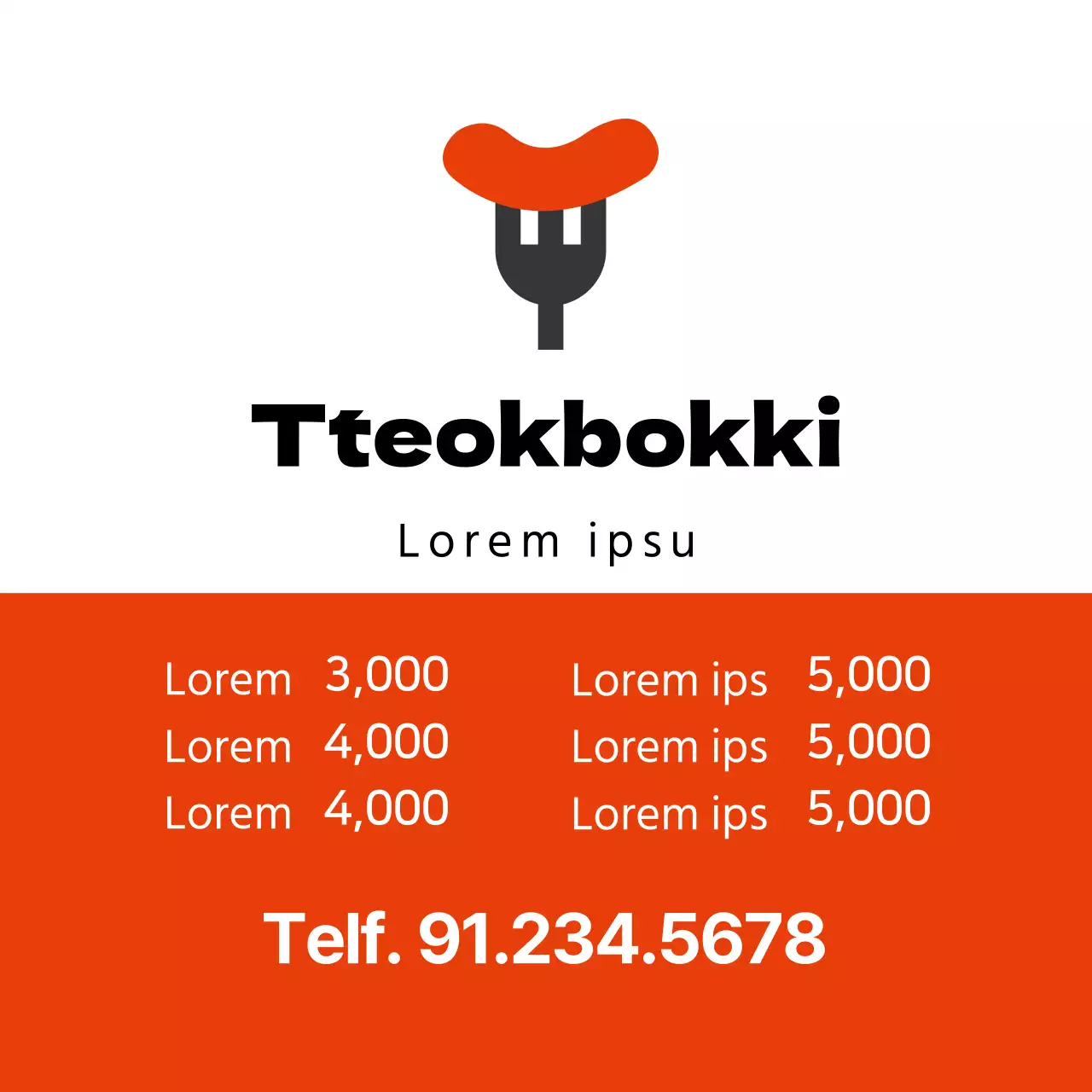 La ilustración naranja promociona nítidamente las raciones de los restaurantes