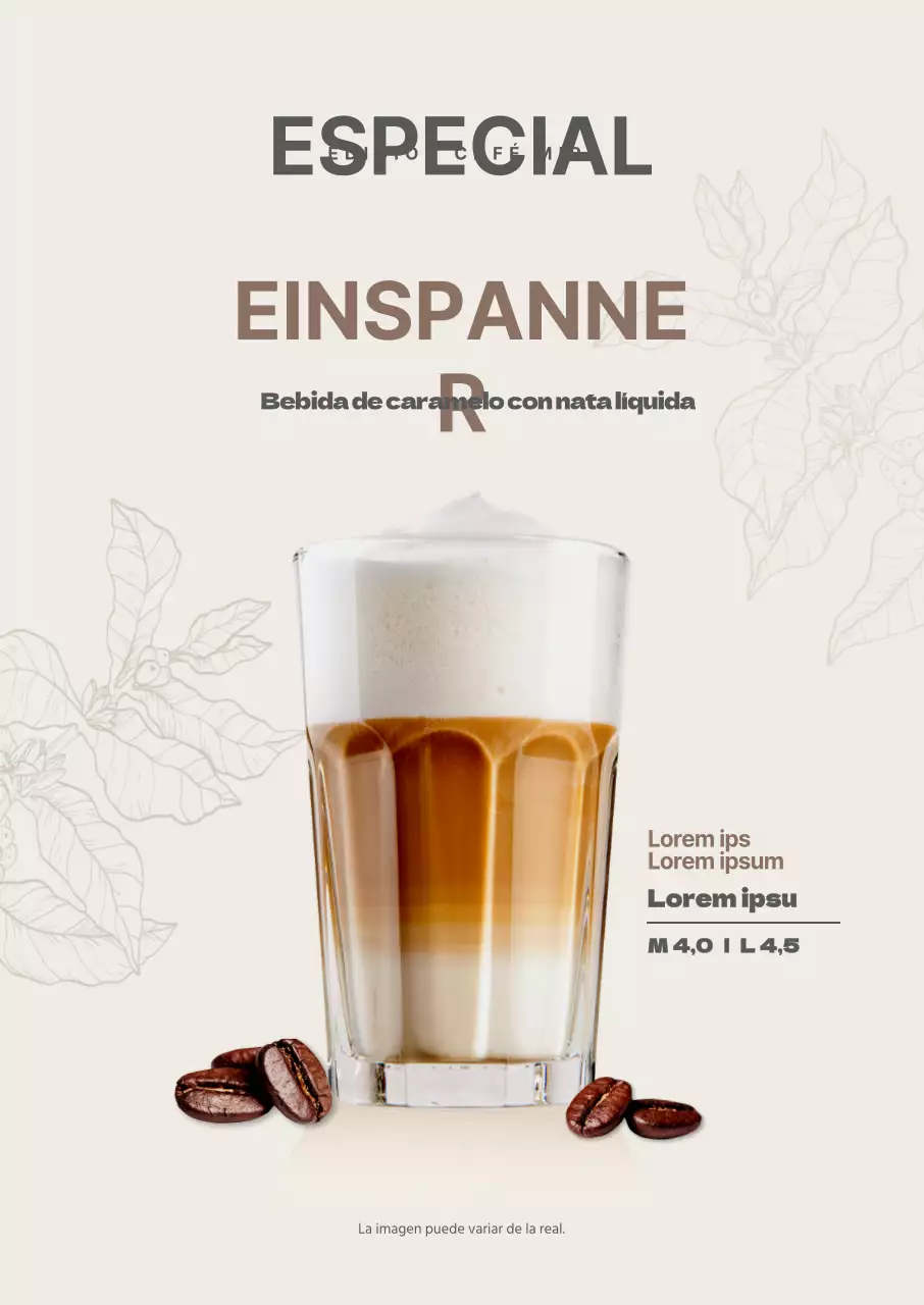 Café marrón café Einsperner menú póster