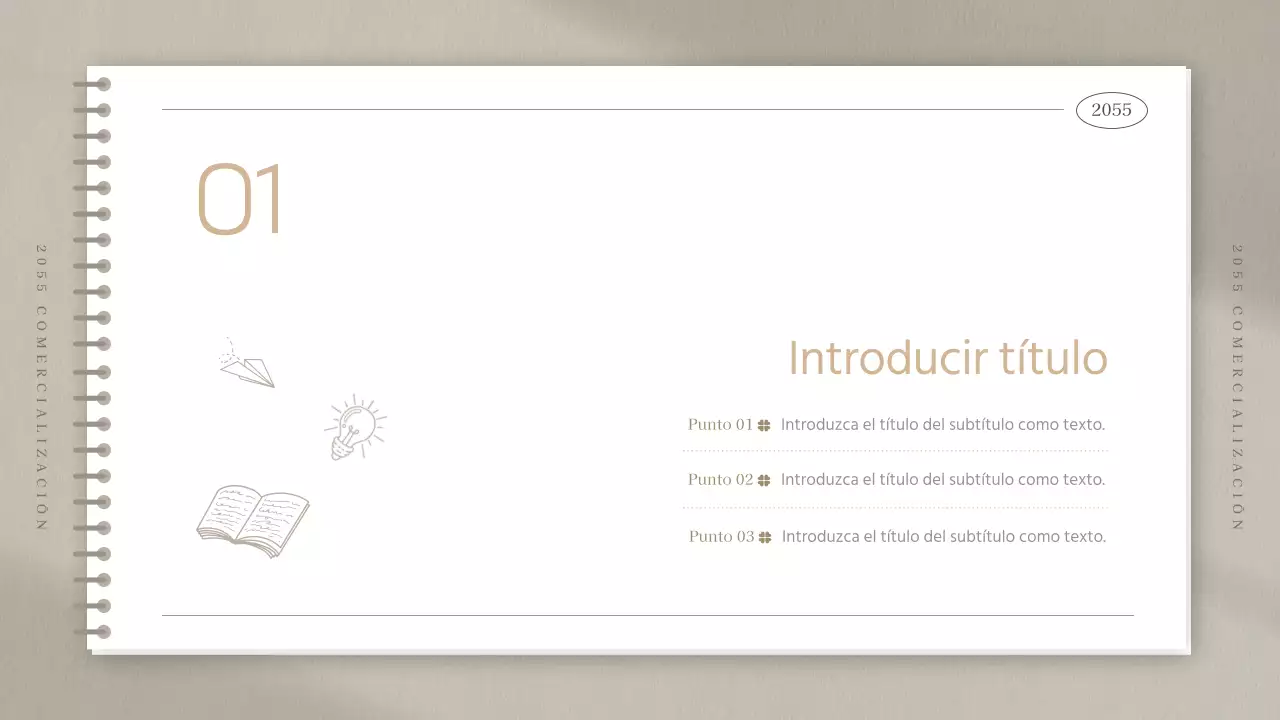 Actas de reuniones de estudios de marketing en forma de cuaderno beige sencillo