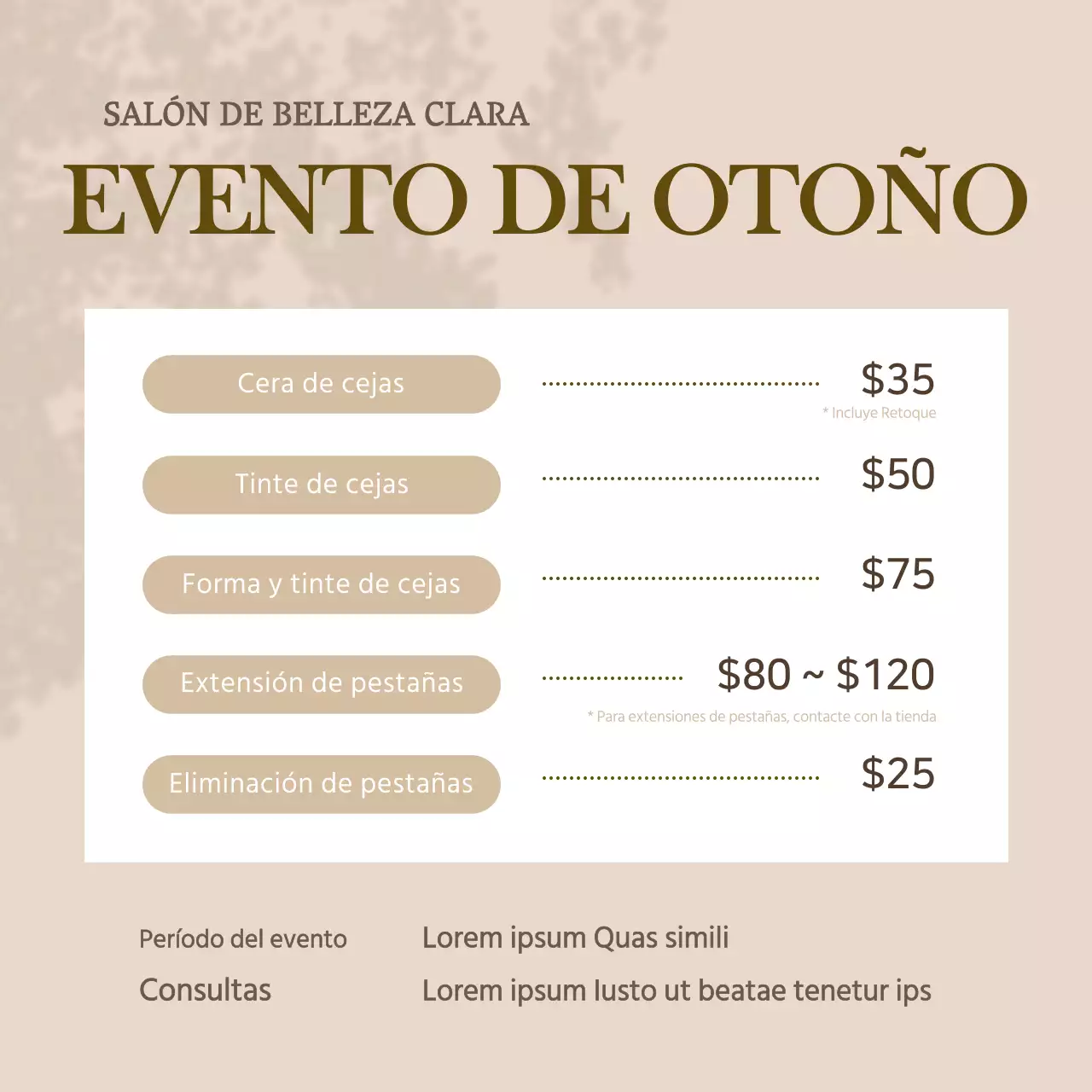 Pink Beige Calm Beauty Shop Rebajas de otoño