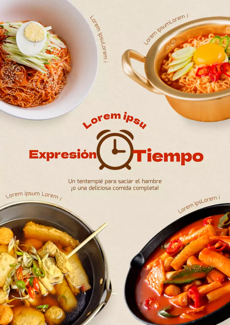 Presentamos un menú japonés informal con toques rojos