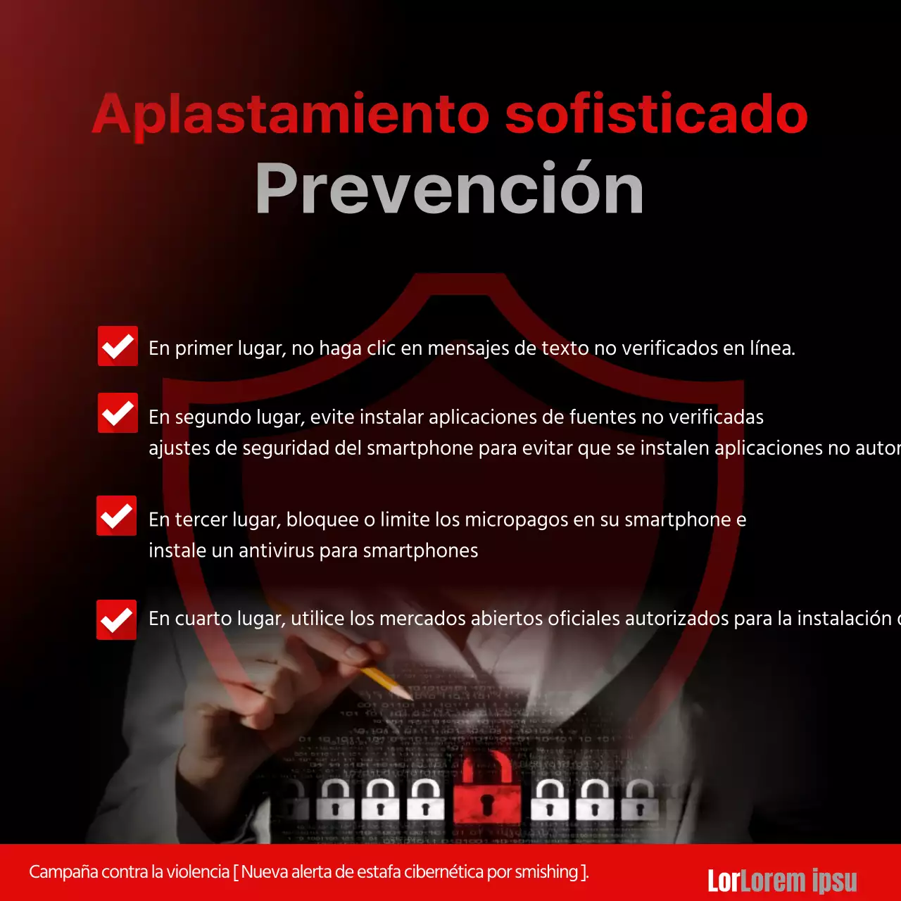 Alertas de smishing rojas y negras