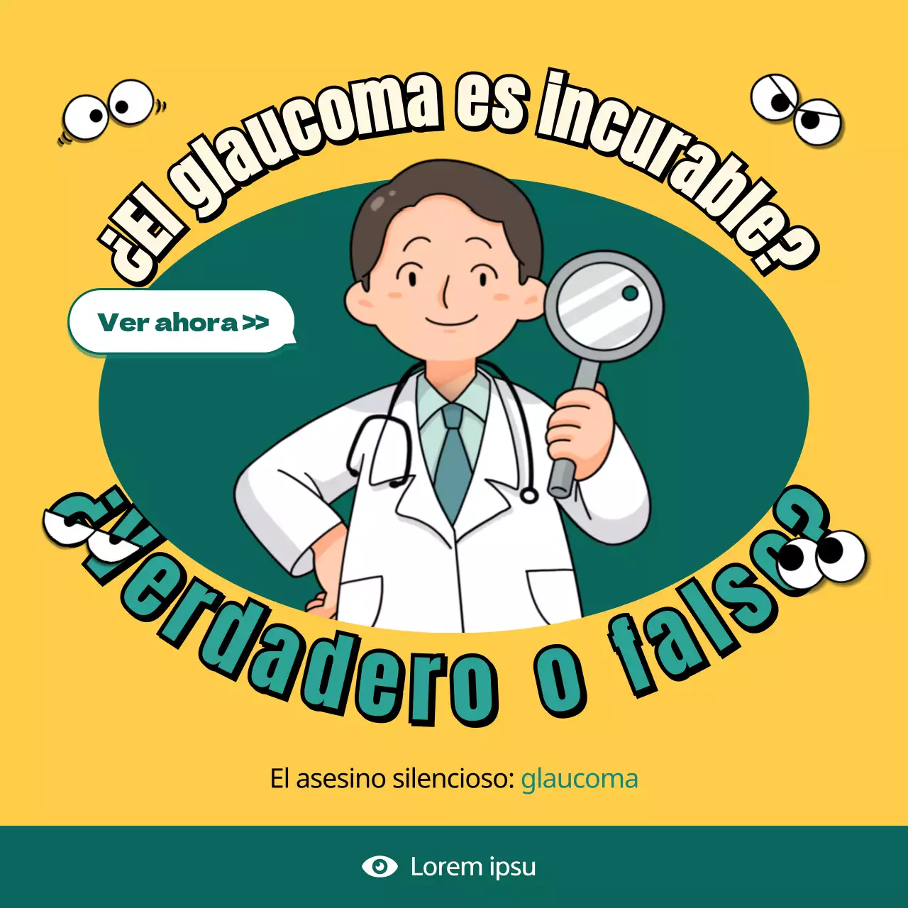 El glaucoma explicado en un concepto de ilustración amarillo y verde