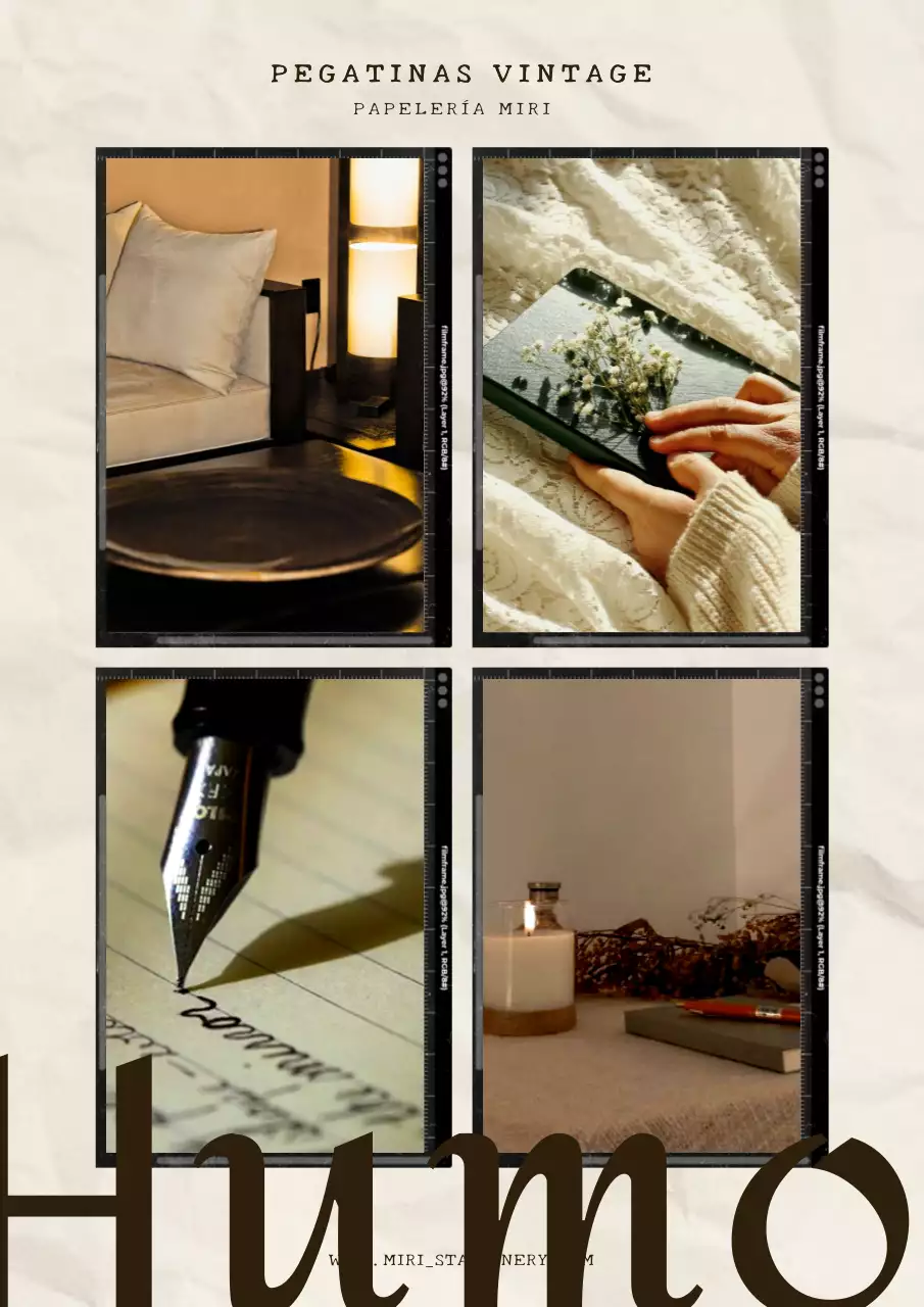 Vinilo adhesivo beige y negro de marca de papelería