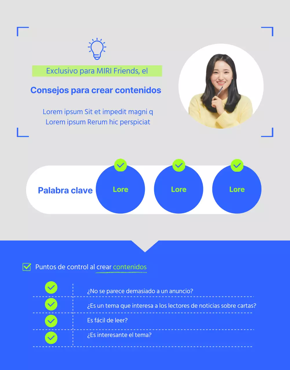 Detalles del anuncio a los aficionados en una viva combinación de colores azul y verde