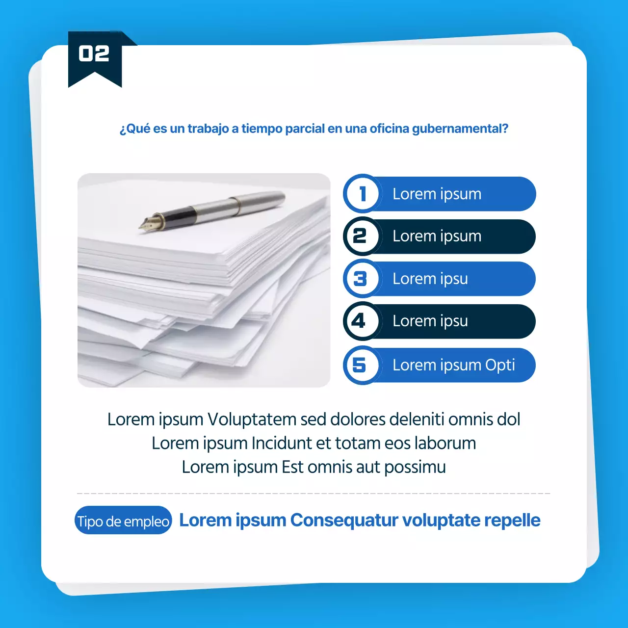 Contratación de empleos a tiempo parcial en oficinas gubernamentales azules y celestes