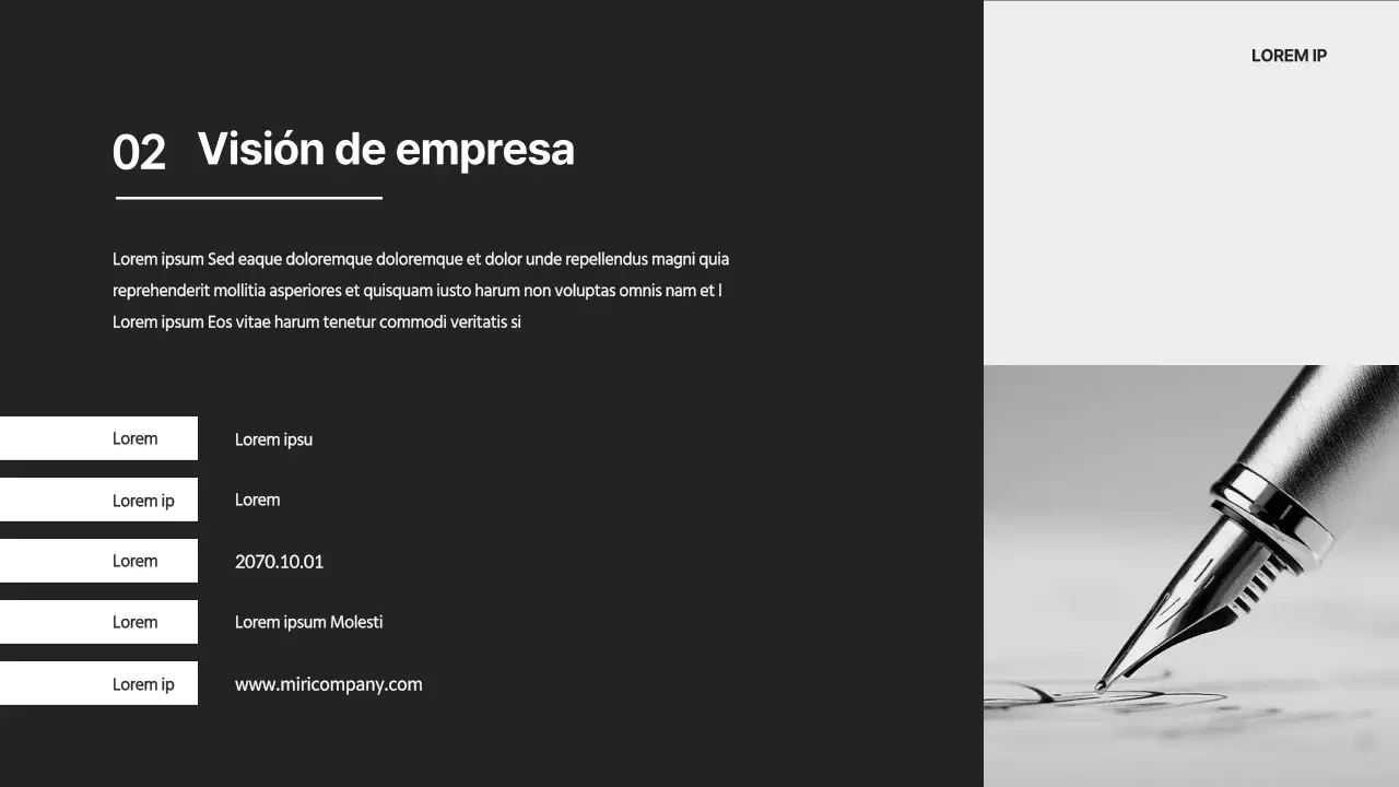 Un sencillo perfil de empresa en blanco y negro