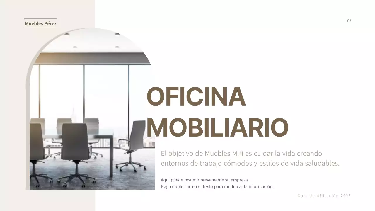 Presentación de la propuesta de servicio de afiliación de mobiliario corporativo de Braunton