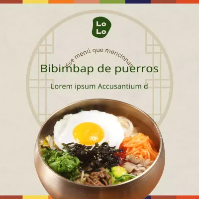 Promoción del lanzamiento de un nuevo menú en tonos beige y verde