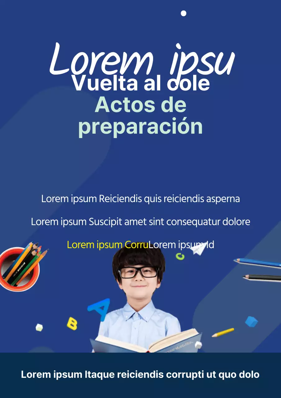 Bonito folleto azul para un acto en clase