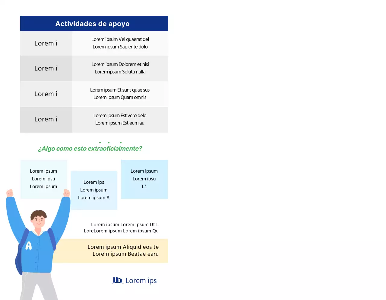 Una sencilla promoción de la afición universitaria con texto e ilustraciones en azul marino.