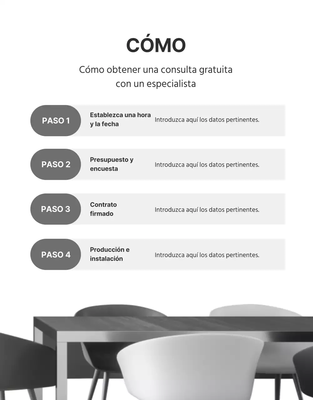 Detalles del mobiliario de oficina de estilo moderno