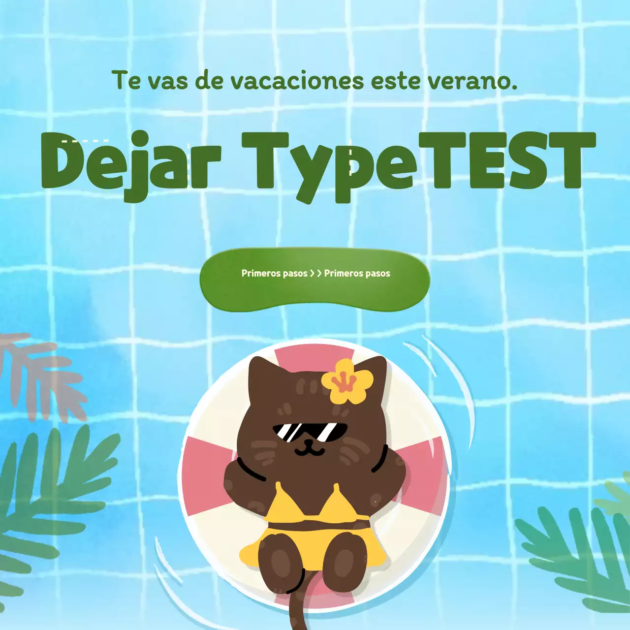 Test psicológico tipo vacaciones con un bonito concepto de piscina azul