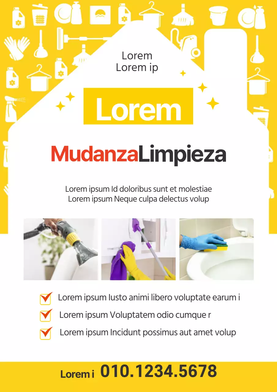 Ilustración amarilla lindo servicio de limpieza holbo