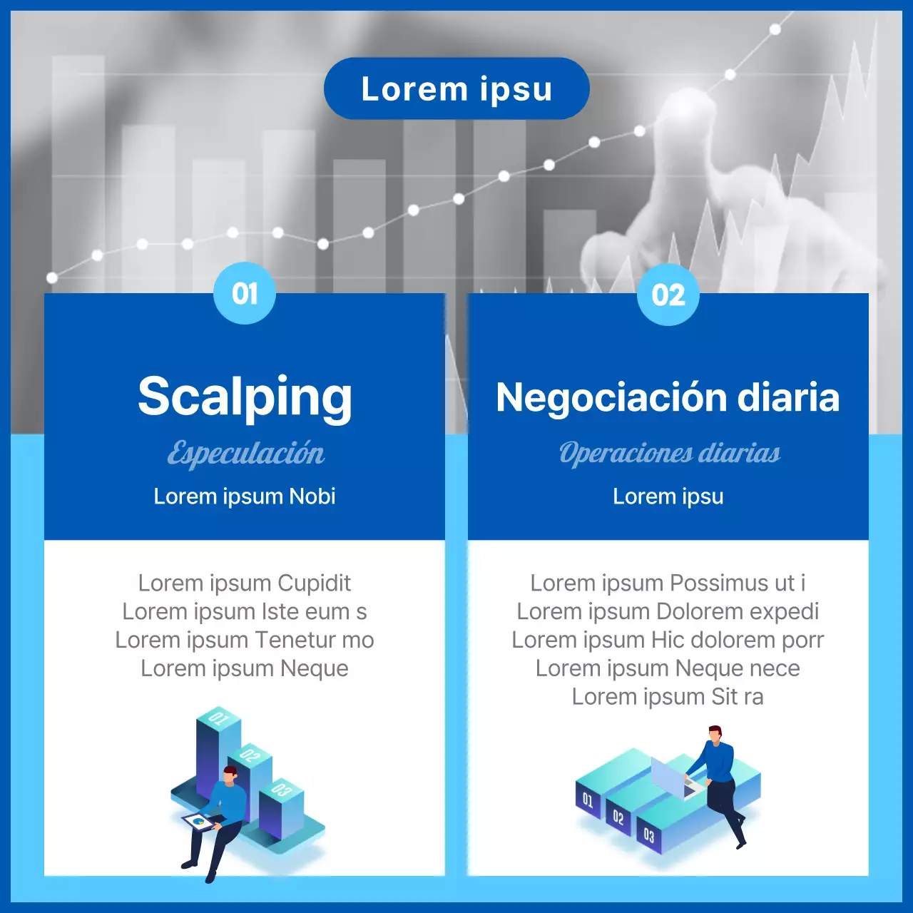 Ilustraciones y fotos destacadas en azul Glosario de términos bursátiles