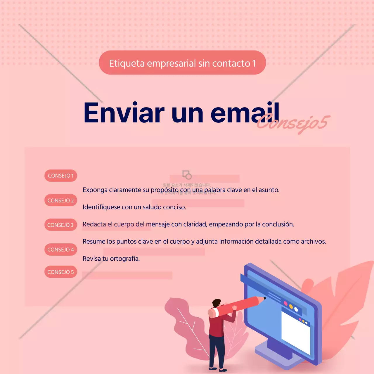 Etiqueta empresarial sin contacto rosa y azul