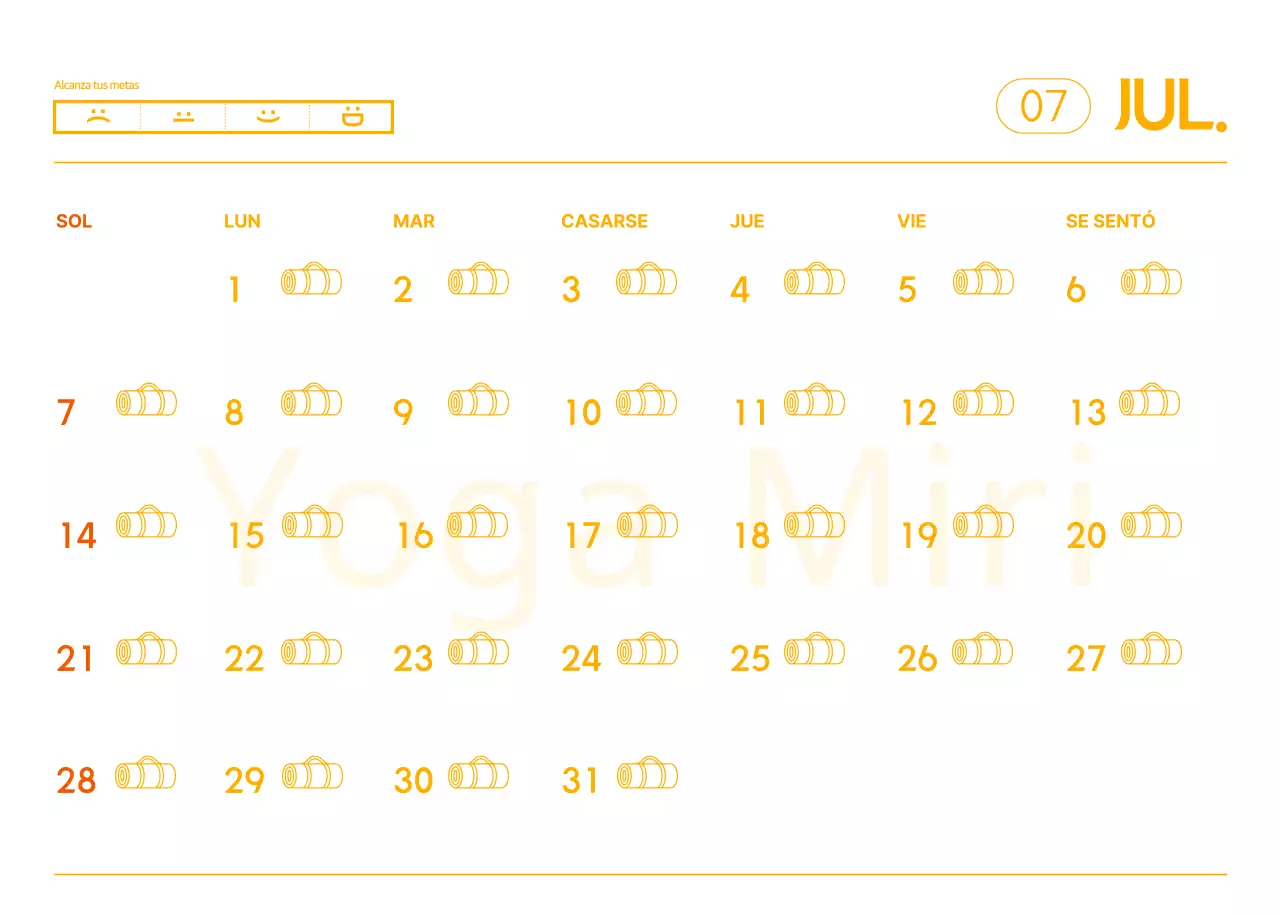 Calendarios naranjas para regalar cuando promocione su estudio de yoga