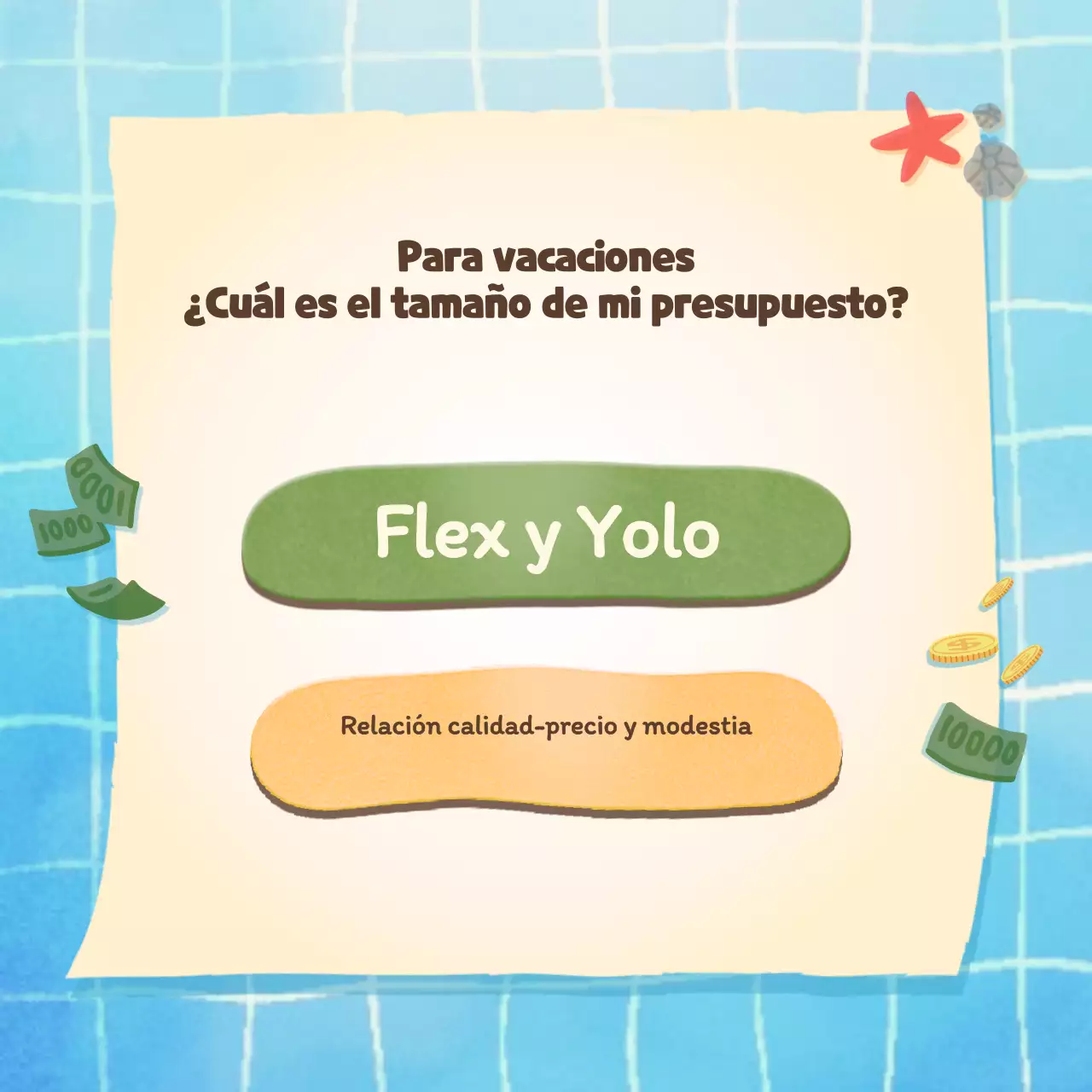 Test psicológico tipo vacaciones con un bonito concepto de piscina azul