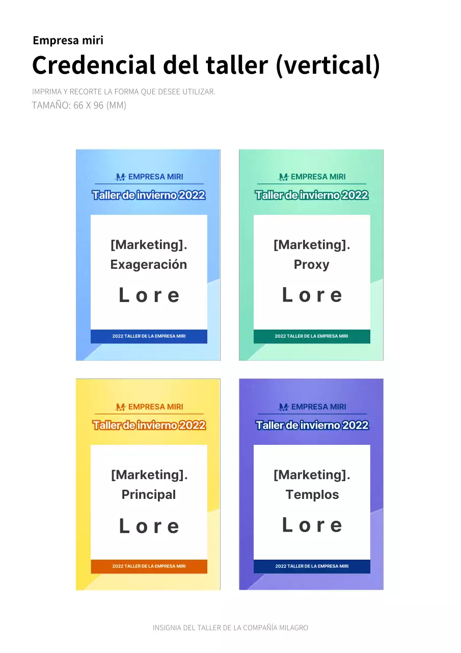 Tarjetas de identificación para talleres gráficos