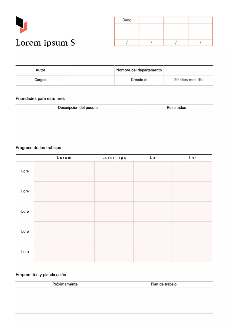 Informes de trabajo mensuales limpios en blanco y beige