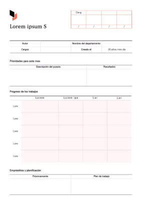 Informes de trabajo mensuales limpios en blanco y beige