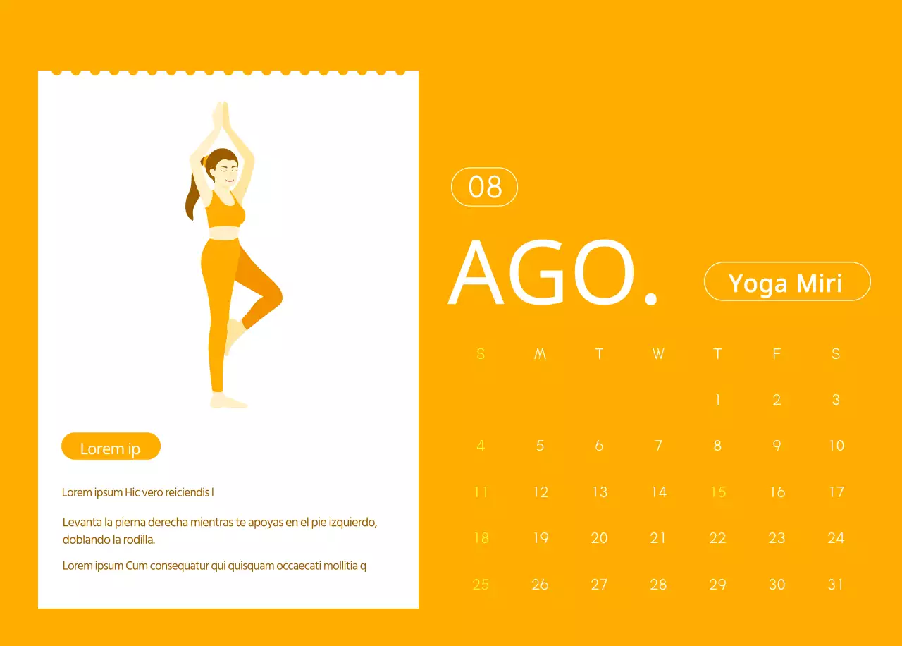 Calendarios naranjas para regalar cuando promocione su estudio de yoga