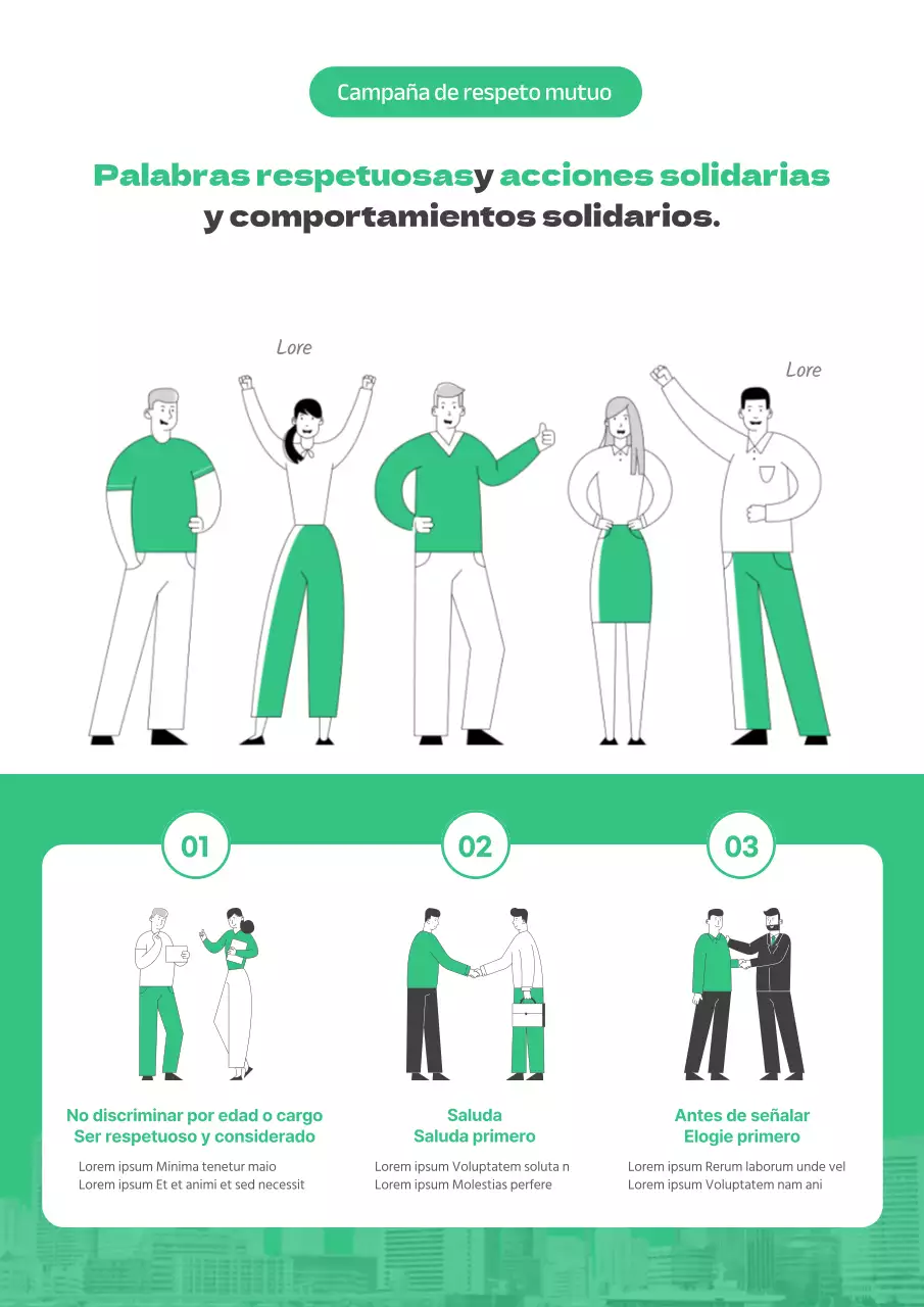 Cartel promocional de la campaña de cultura de empresa en blanco y verde