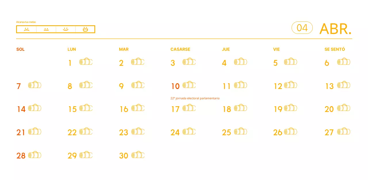 Calendarios naranjas para regalar cuando promocione su estudio de yoga