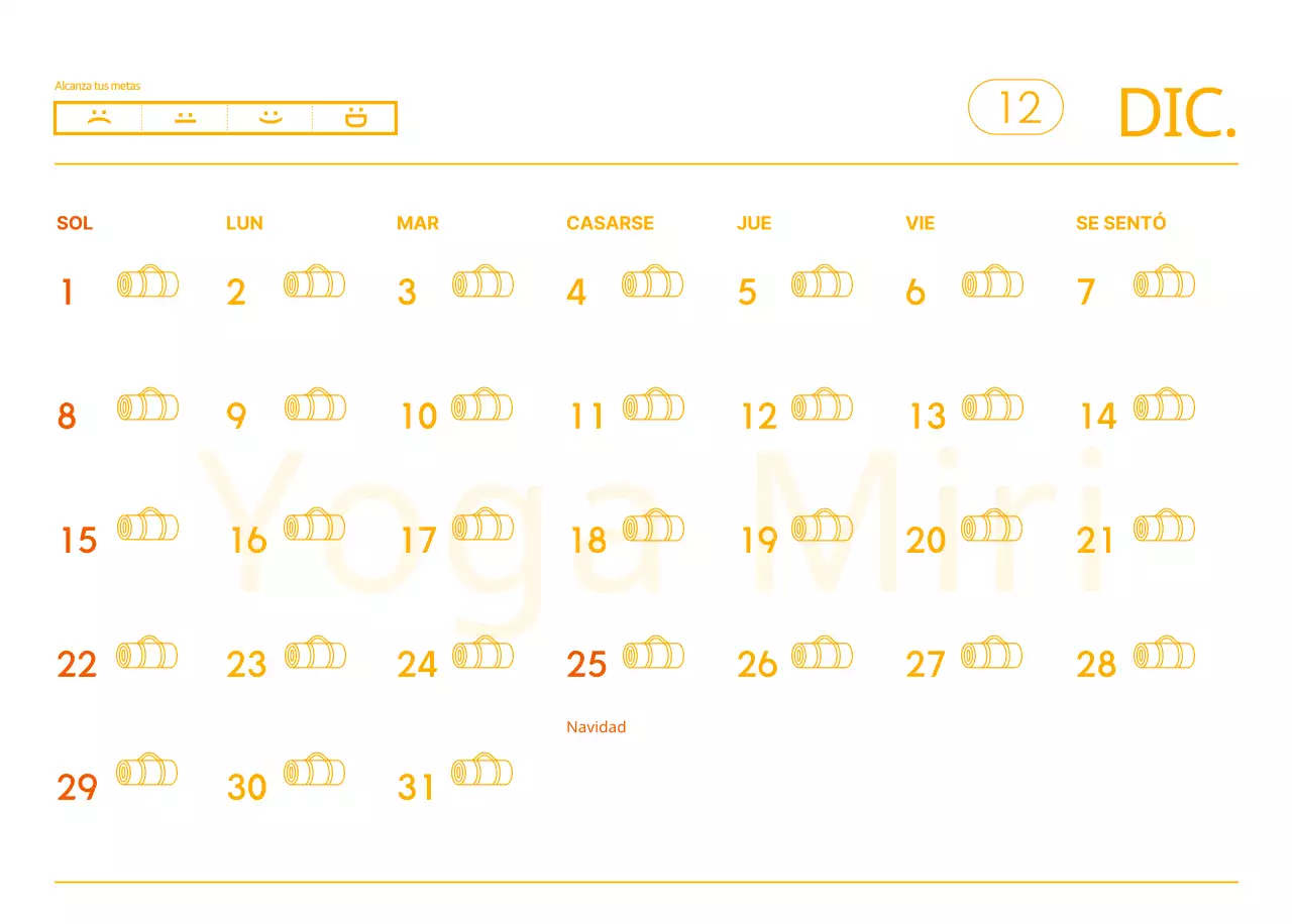 Calendarios naranjas para regalar cuando promocione su estudio de yoga