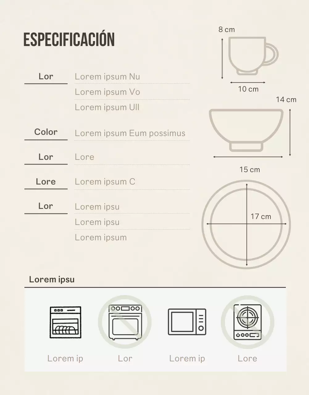 Presentamos un sencillo juego de porcelana en beige y verde