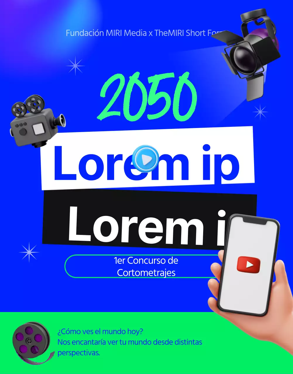 Kitschy breve formulario de solicitud de concurso con fondo azul