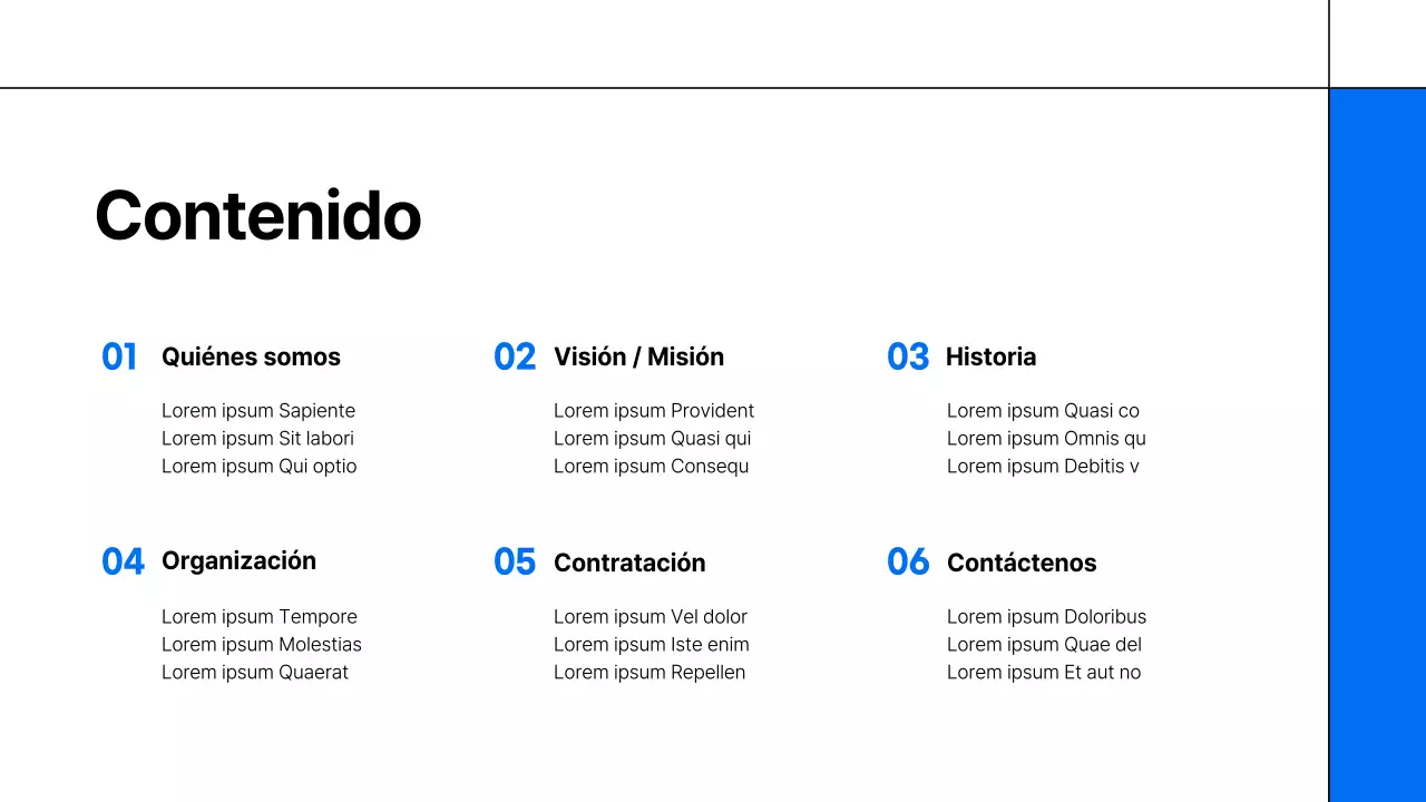 Un sencillo prospecto de empresa educativa en blanco y azul