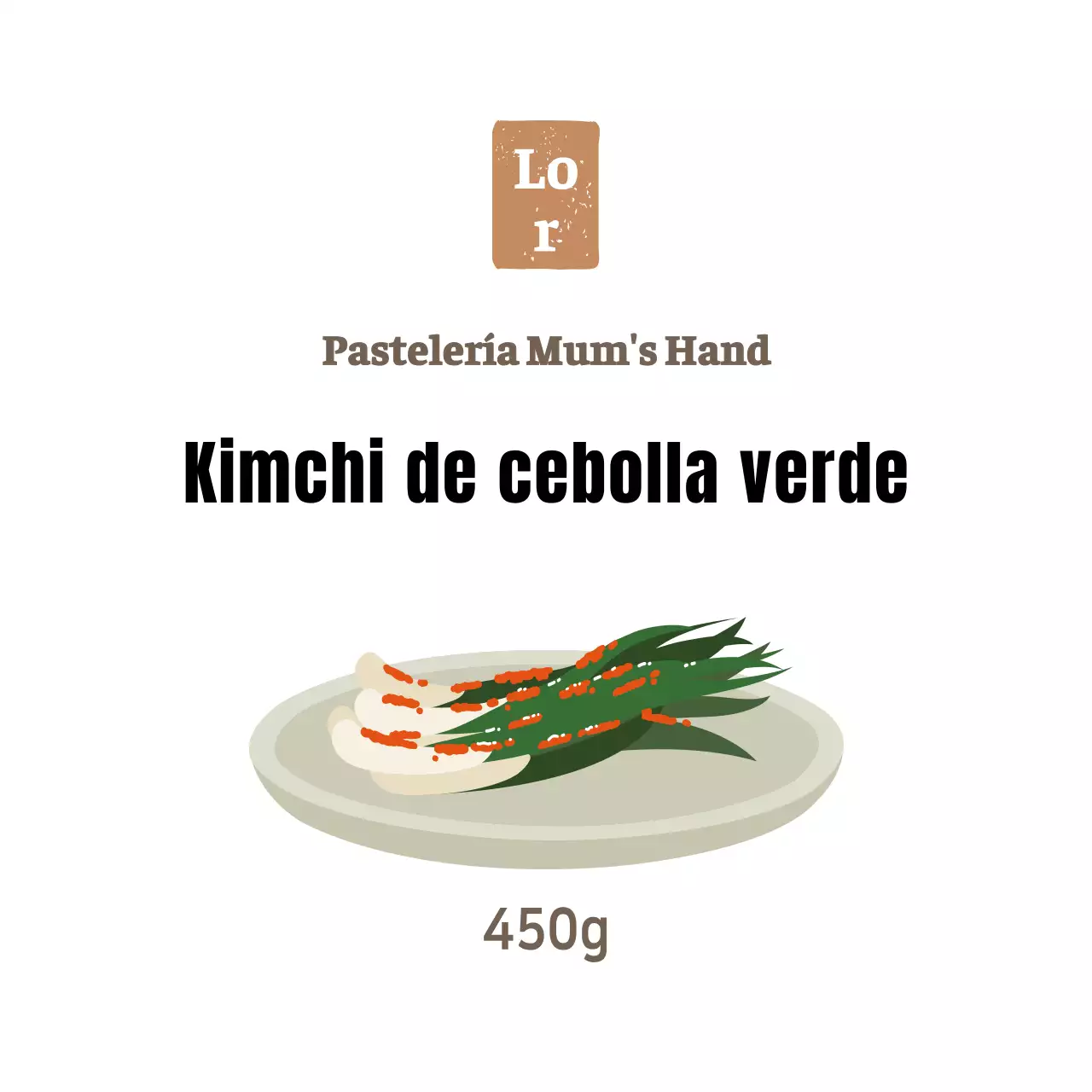 Adhesivo blanco simple para guarnición de kimchi de cebolla verde