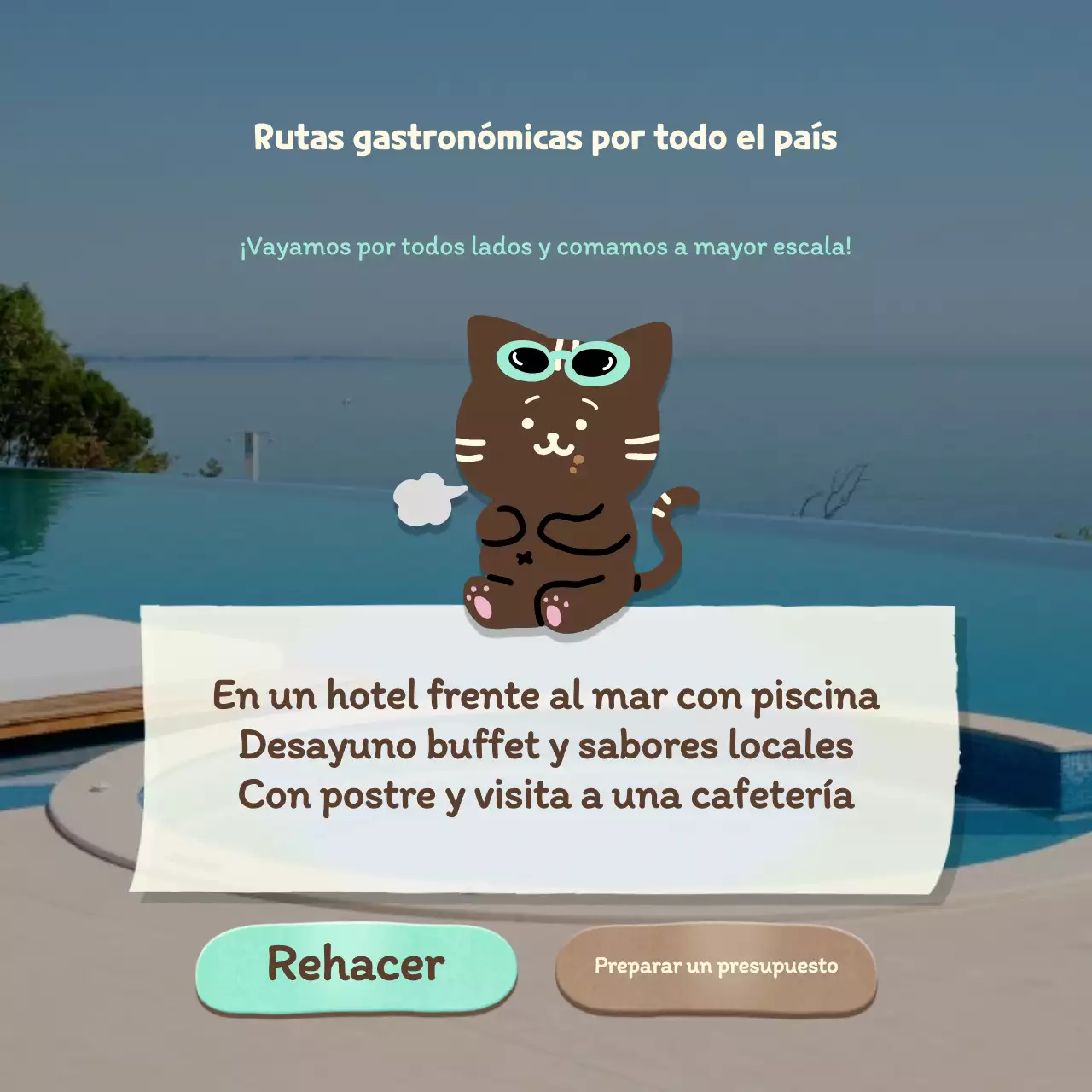 Test psicológico tipo vacaciones con un bonito concepto de piscina azul