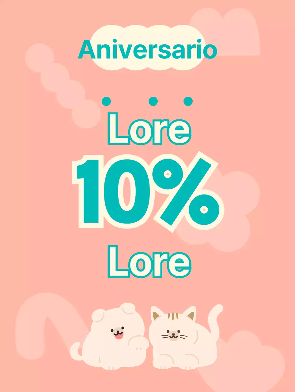 Una tienda de mascotas sin personal con simpáticas ilustraciones de perros y gatos en rosa y turquesa.