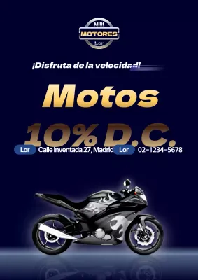 Promociona descuentos en motos limpias con un aspecto metálico en azul marino y dorado