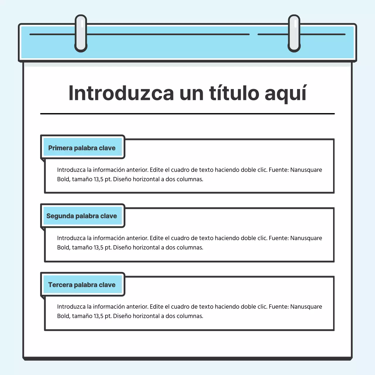 Light Blue Note Concept Tarjeta con bonitas ilustracionesNoticias