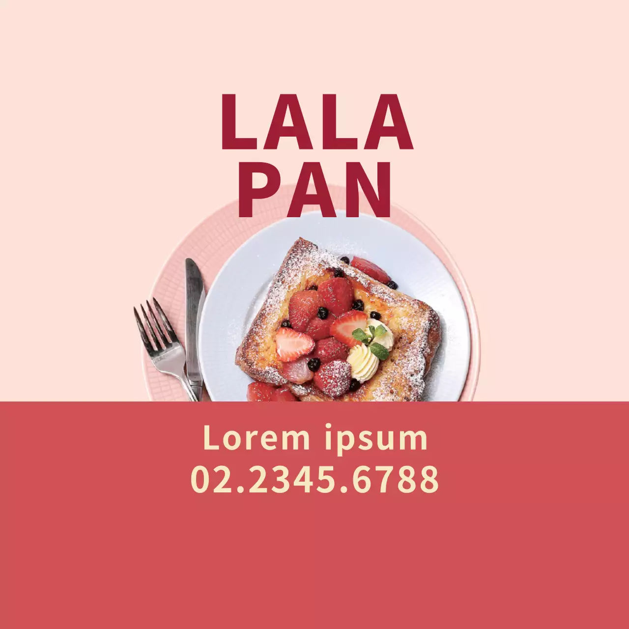 Etiqueta promocional de entrega de brunch con detalles de fotos en rojo