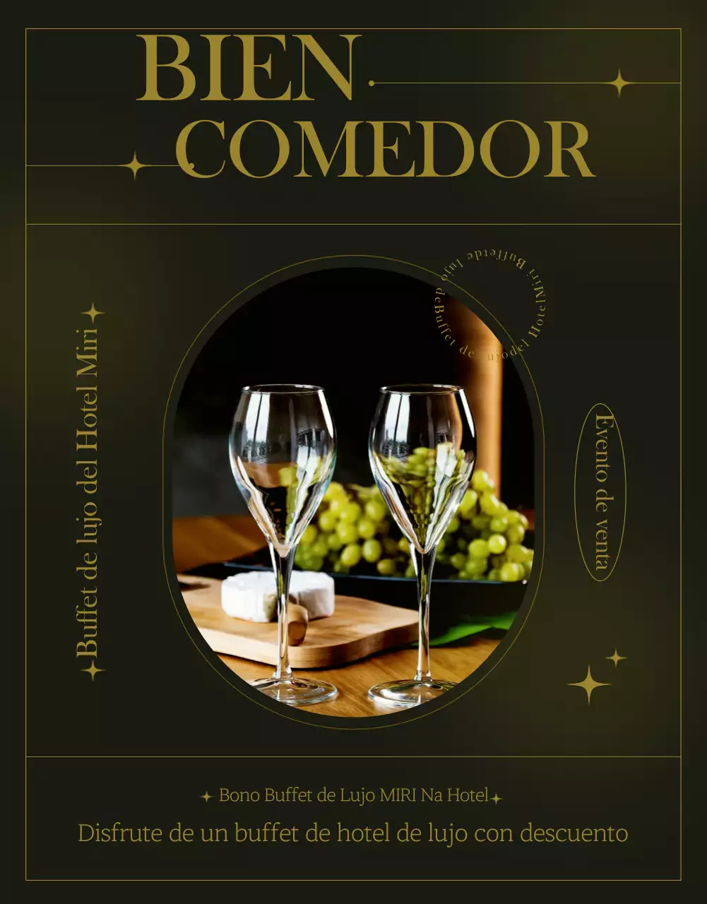 Promueva una sofisticada gastronomía hotelera en verdes y dorados oscuros