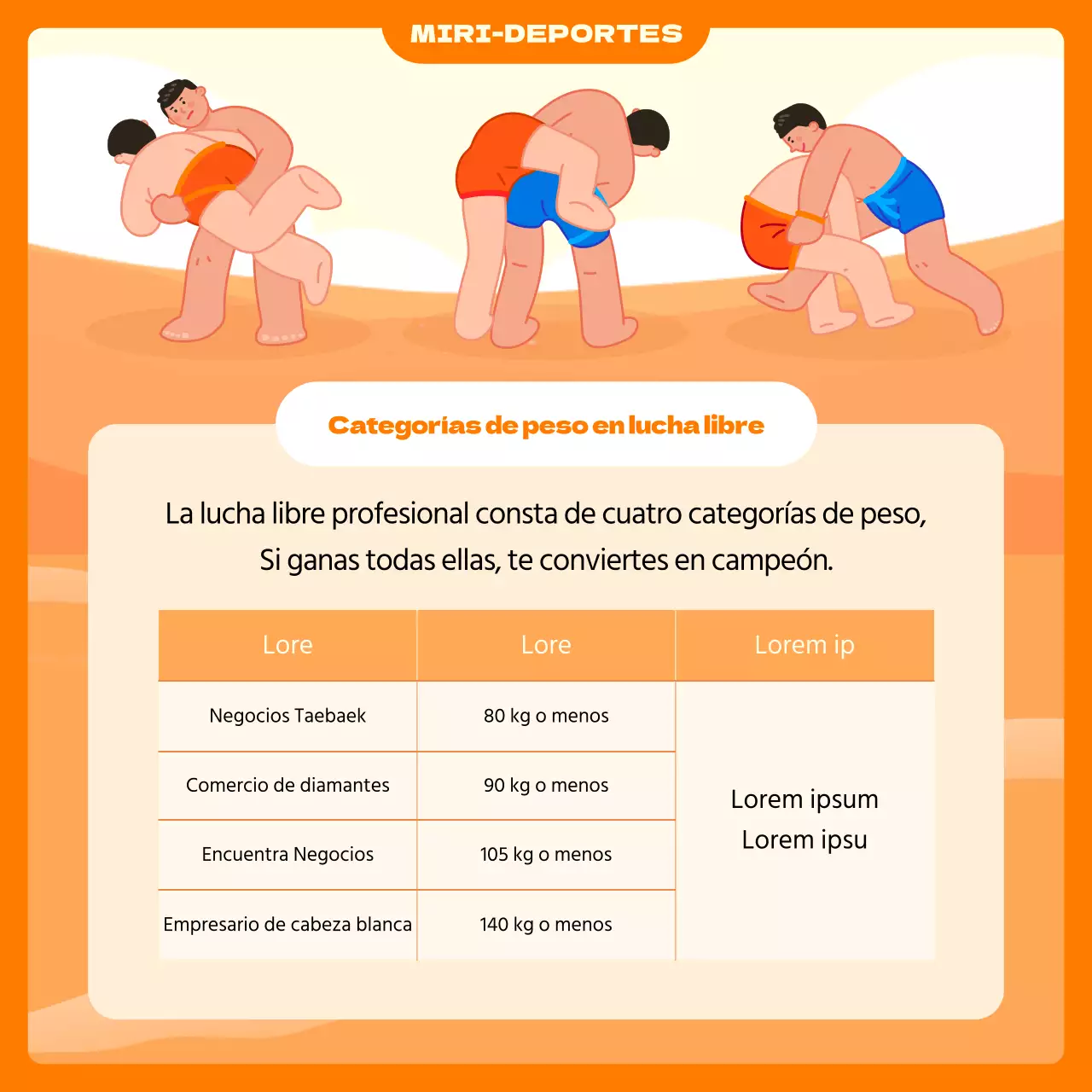 Sobre el concepto de lucha libre ilustrado en naranja