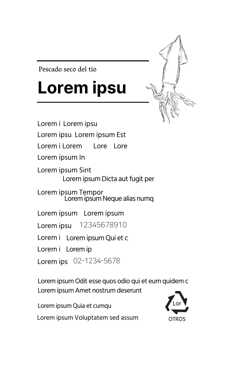 Ilustración blanca etiqueta sencilla de marisco