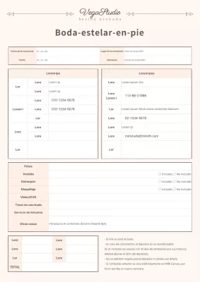 Plantilla marrón de contrato de estudio de bodas