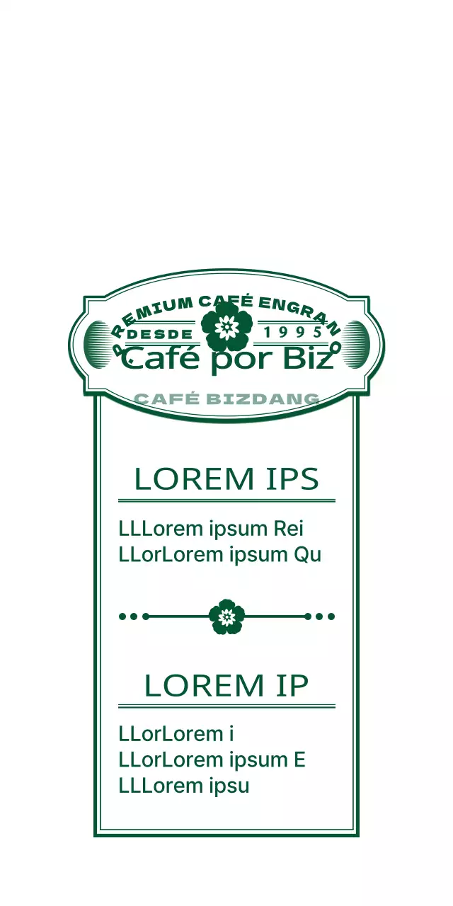 Verde y blanco simple emblema moderno retro logotipo estilo café información