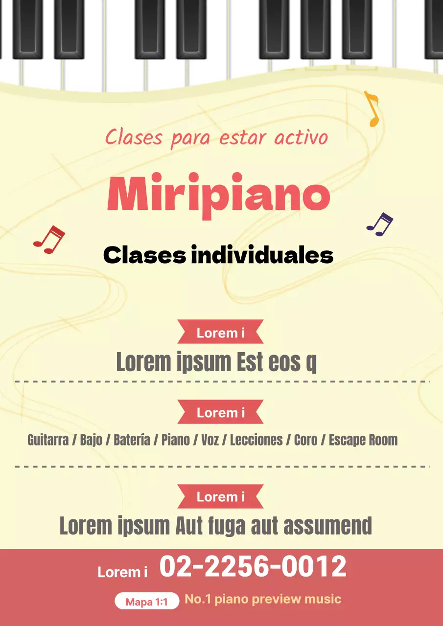 Amarillo rosa ilustración ordenada escuela de música promoción