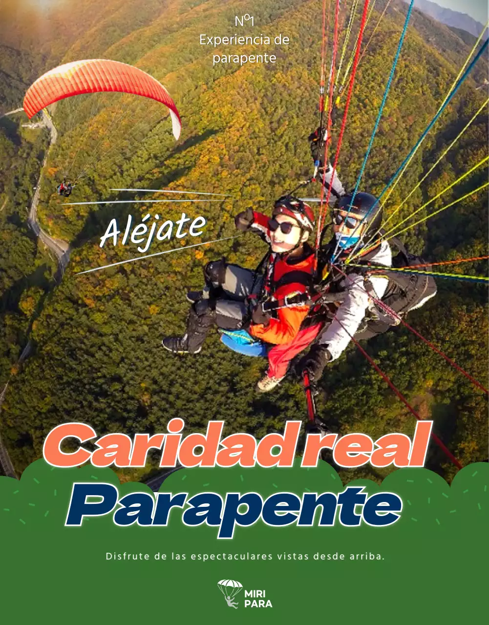 Página de detalles de parapente con acentos naranjas en SkyConcept