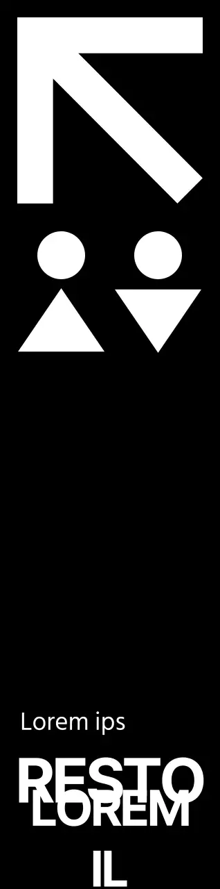 Estilo sencillo en blanco y negro con modernos iconos de aseos e indicaciones de texto