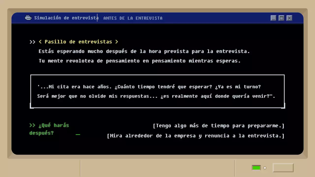 Simulación de entrevista de trabajo con un concepto de juego de barro negro retro